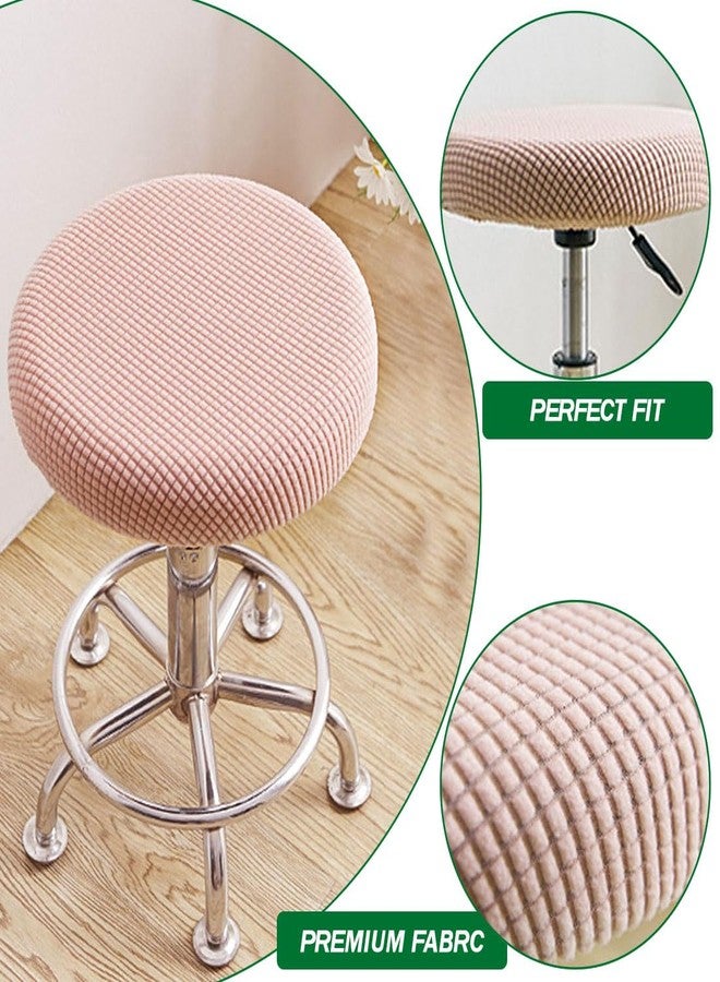 Lussenwert Round Bar Stool Covers Set of 2, Jacquard Round Stool Cushion Cover for Dia.12-16", Elastic Seat Covers for Round Seat Cushions with Elastic Band Pink - Image 5